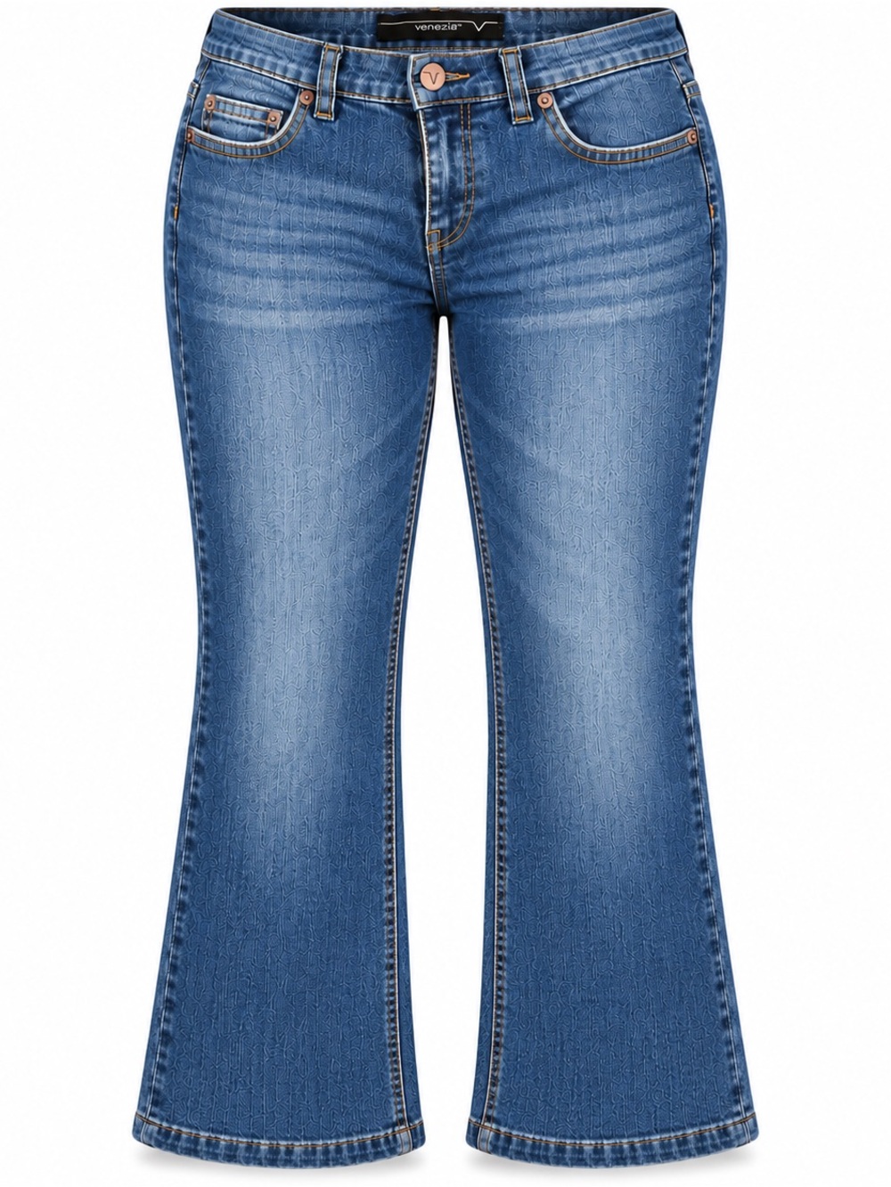 Venezia Blue Flare Jeans with Subtle Whiskering